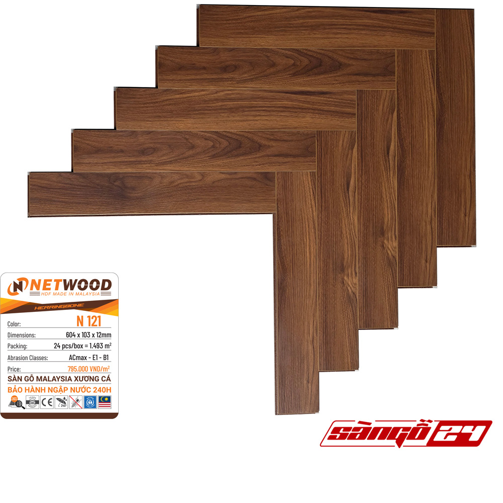 Sàn gỗ Netwood xương cá N121