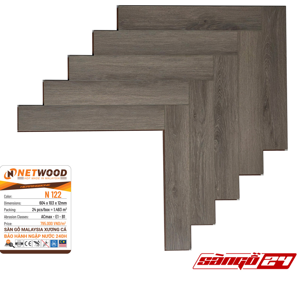 Sàn gỗ Netwood xương cá N122