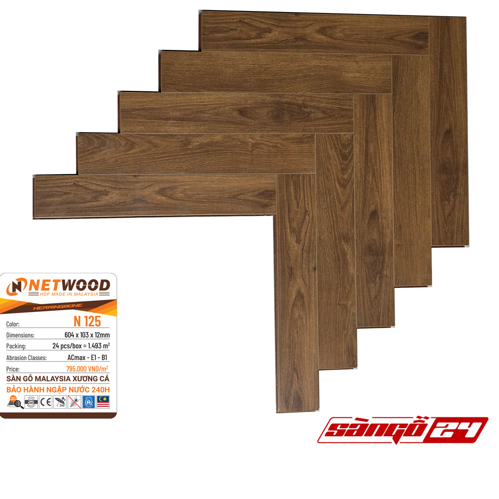 Sàn gỗ Netwood xương cá N125
