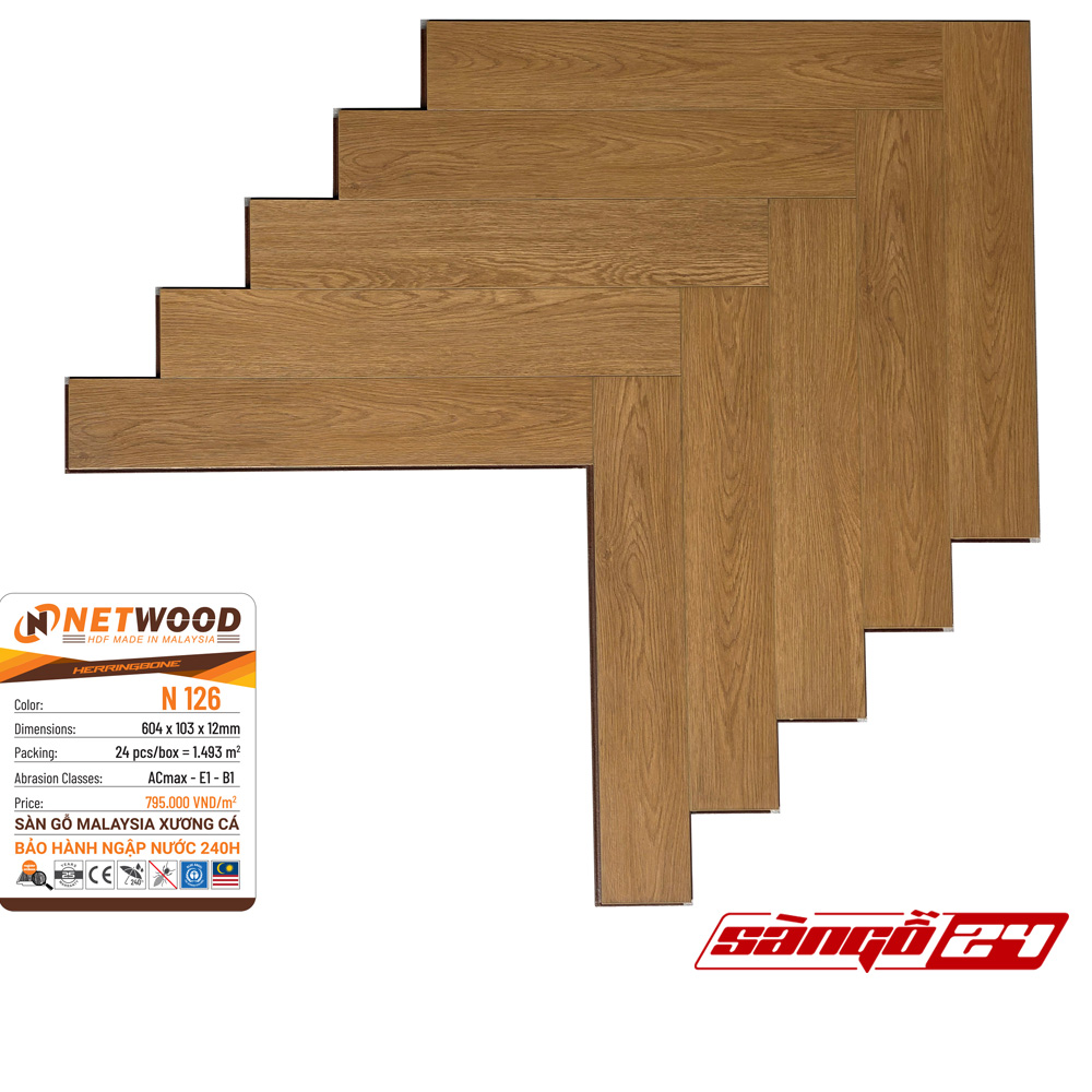 Sàn gỗ Netwood xương cá N126