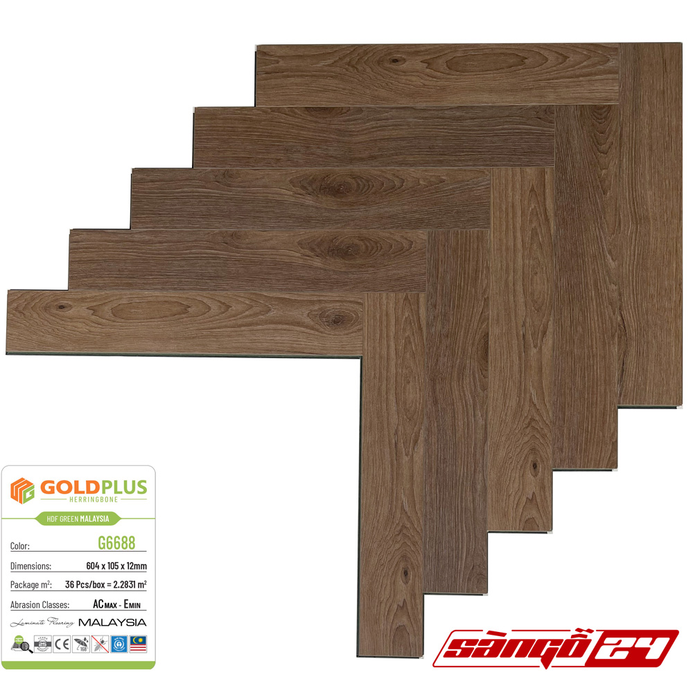 Sàn gỗ Goldplus xương cá G6688